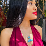 Exclusive Double Larimar Pendant -AAA Larimar Stone Silver Jewelry Women's Gift