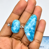 Exclusive Double Larimar Pendant -AAA Larimar Stone Silver Jewelry Women's Gift