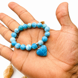 Larimar Heart Bracelet – 925 Sterling Silver Charm