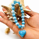 Larimar Heart Bracelet – 925 Sterling Silver Charm