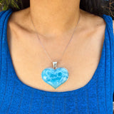 High Quality Larimar Heart Pendant in 925 Sterling Silver