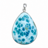 AAA Larimar Dotted Pendant – Rare Dominican Specimen, Sterling Silver