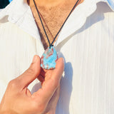 Larimar Jasper Stone Necklace With Red Inclusions for Men & Women