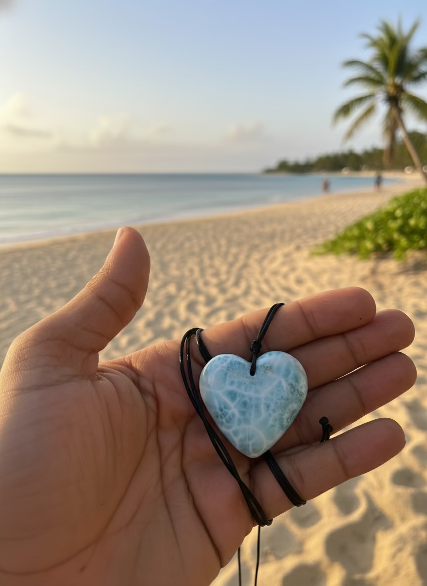 Larimar Heart Necklace for Women – Crystal Heart Gift