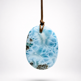 Larimar Stone Necklace – AAA With Turtleback Translucent & Webbing Patterns
