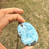 Larimar Stone Necklace – AAA With Turtleback Translucent & Webbing Patterns