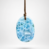 Larimar Stone Necklace – AAA With Turtleback Translucent & Webbing Patterns