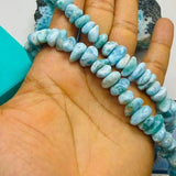 Larimar Chip Bead Necklace, Genuine Dominican Larimar, Unisex 925 Sterling Silver Jewelry