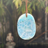 Larimar Stone Necklace – AAA With Turtleback Translucent & Webbing Patterns