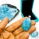Larimar Pendant, Intense Blue Grade, 925 Sterling Silver Jewelry