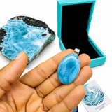 Larimar Pendant, Intense Blue Grade, 925 Sterling Silver Jewelry