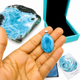 Larimar Pendant, Intense Blue Grade, 925 Sterling Silver Jewelry