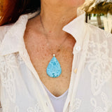 AAA Larimar Teardrop Pendant in Sterling Silver