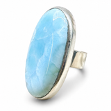 Larimar Statement Ring – Large Oval 925 Sterling Silver Jewelry
