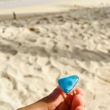 AAA Larimar Triangle Ring – 925 Sterling Silver