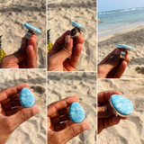 Larimar Teardrop Ring – Adjustable 925 Sterling Silver