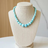 Larimar Bead Necklace in 925 Sterling Hook, Genuine Larimar Beads 8–16mm