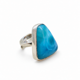 AAA Larimar Triangle Ring – 925 Sterling Silver