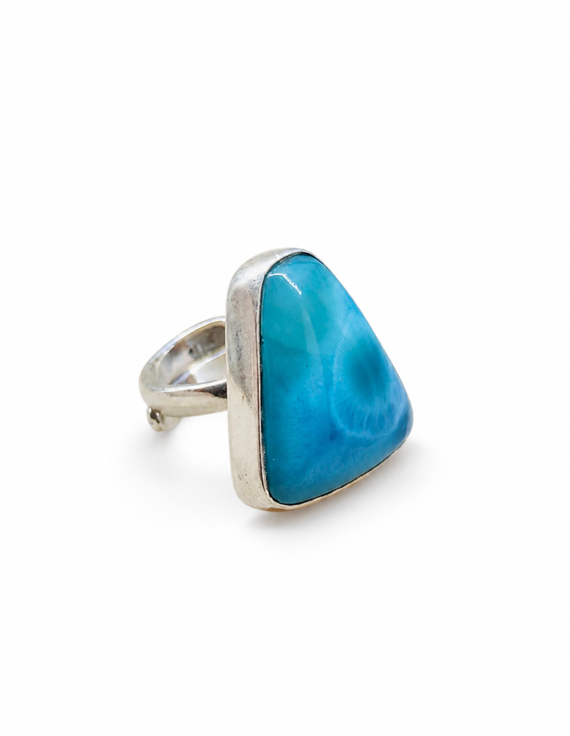 AAA Larimar Triangle Ring – 925 Sterling Silver