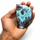 Larimar Polished & Raw Specimen – 398g Genuine Larimar Stone with Blue and Red Matrix, Collector Gemstone