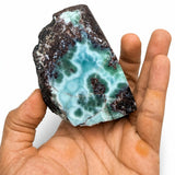 Larimar Polished & Raw Specimen – 398g Genuine Larimar Stone with Blue and Red Matrix, Collector Gemstone
