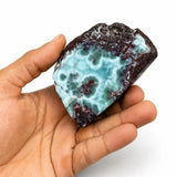 Larimar Polished & Raw Specimen – 398g Genuine Larimar Stone with Blue and Red Matrix, Collector Gemstone