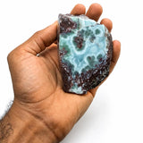 Larimar Polished & Raw Specimen – 398g Genuine Larimar Stone with Blue and Red Matrix, Collector Gemstone