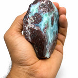 Larimar Polished & Raw Specimen – 398g Genuine Larimar Stone with Blue and Red Matrix, Collector Gemstone