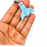 Larimar Whale Tail Pendant in 925 Sterling Silver