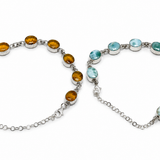 Larimar & Dominican Amber Bracelet in 925 Sterling Silver