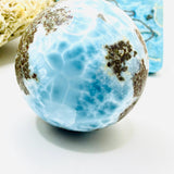 Larimar Sphere, 387g Dominican Stone Crystal Ball for Home Decor & Collectors