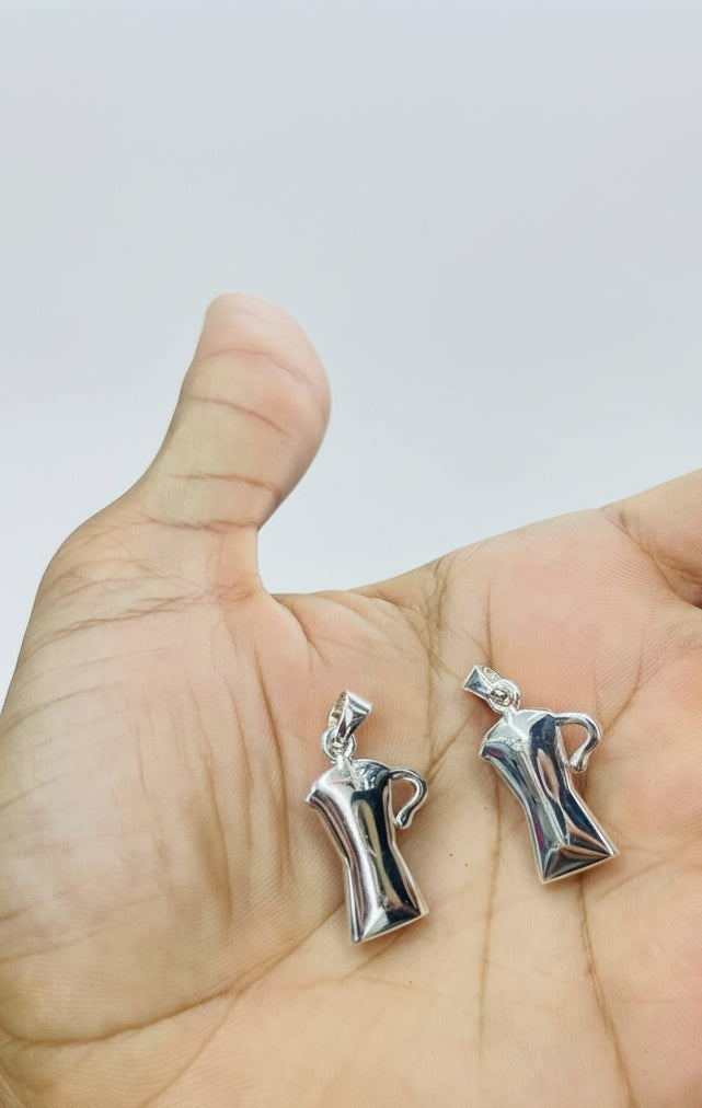 Colgante de Larimar para Cafetera – Baño de Plata u Oro | Joyería Dominicana de Larimar para Hombre y Mujer