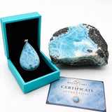 AAA Larimar Teardrop Pendant in Sterling Silver