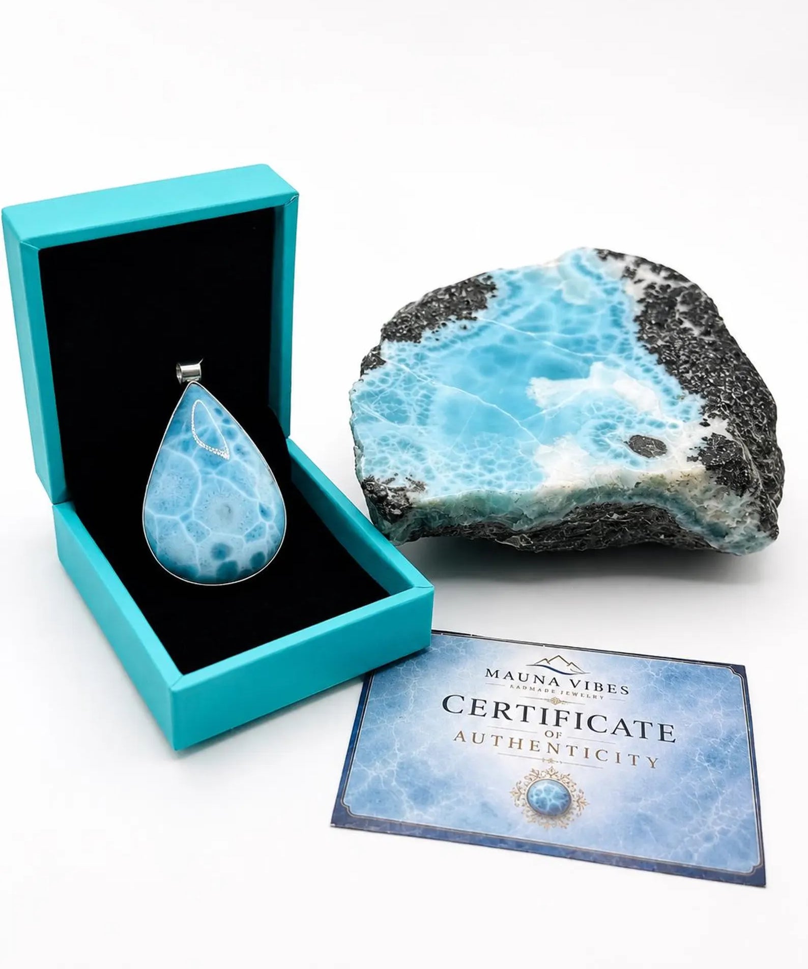 AAA Larimar Teardrop Pendant in Sterling Silver
