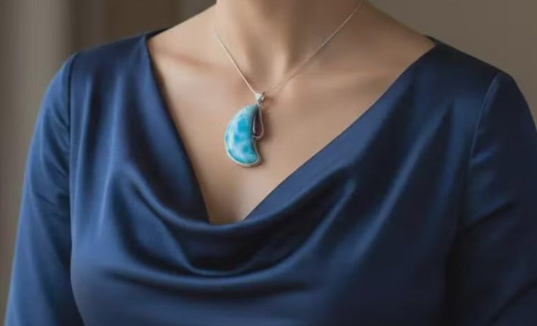 Larimar moon pendant