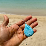 AAA Larimar Teardrop Pendant in Sterling Silver