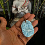 Larimar Stone Necklace – AAA With Turtleback Translucent & Webbing Patterns