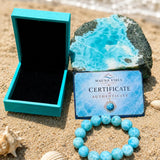 AAA Larimar Bracelet – Genuine Dominican Blue Stone, Unisex Stretch Bead Bracelet