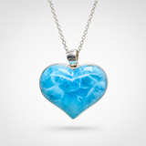 Large Larimar Heart Pendant in 925 Sterling Silver