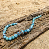 Larimar Bead Jasper Necklace – Red Matrix, Graduated Round Beads, 925 Sterling Silver