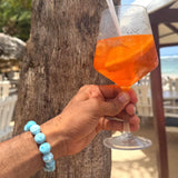 AAA Larimar Bracelet – Genuine Dominican Blue Stone, Unisex Stretch Bead Bracelet