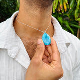 Larimar Pendant, Intense Blue Grade, 925 Sterling Silver Jewelry