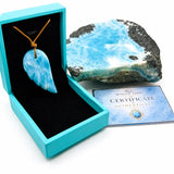 Larimar Angel Wing Necklace – AAA Dominican Larimar Unisex Jewelry On Adjustable Cord