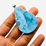 AAA Larimar Teardrop Pendant in Sterling Silver