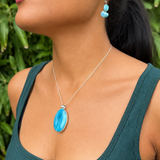 Larimar Pendant, Intense Blue Grade, 925 Sterling Silver Jewelry