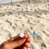 Larimar Bypass Wrap Ring – Dual Stone 925 Sterling Silver