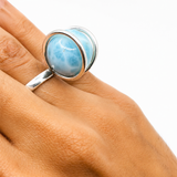 Larimar Spinner Ring – 925 Sterling Silver Sphere