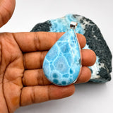AAA Larimar Teardrop Pendant in Sterling Silver