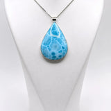 AAA Larimar Teardrop Pendant in Sterling Silver