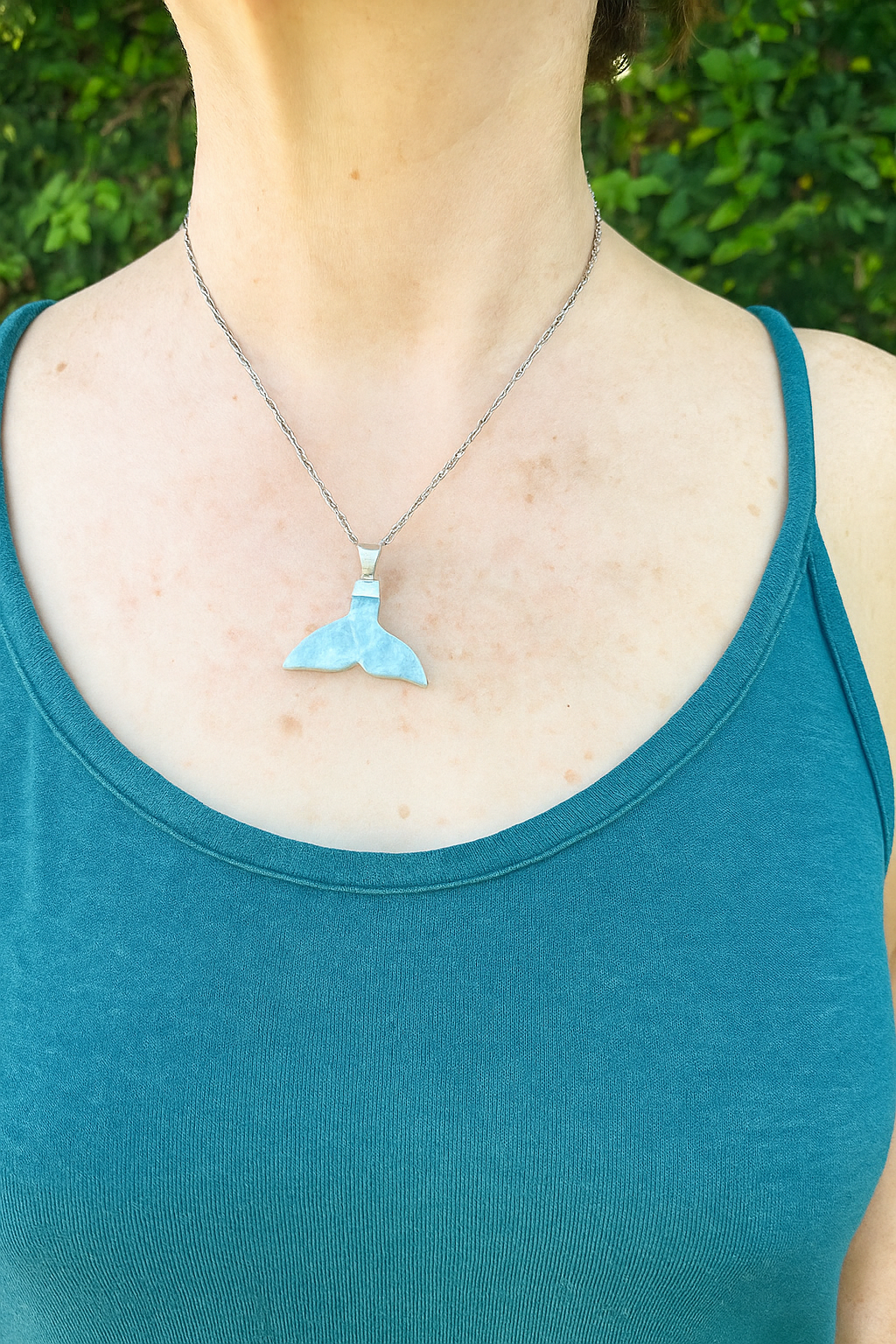 Larimar Tail Pendant – AAA Super Blue Larimar, Handmade Sterling Silver 925 Jewelry,Genuine Larimar,  Made in the Dominican Republic